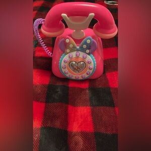Pink Kids Toy Phone with Rainbow Bow